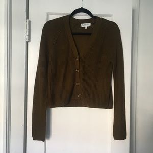 Cloud Chaser army green cropped button cardigan SM
